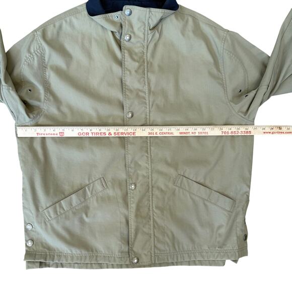 Eddie Bauer Coat Jacket Men's Large Tan Navy Chore Barn Full Zip Snap Pockets - Picture 4 of 10